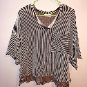 Carly Jean LA Black + White Striped Crop Top